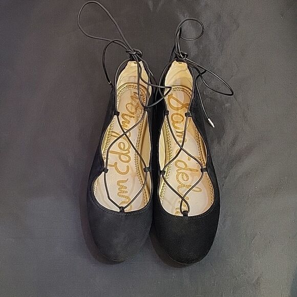 SAM EDELMAN FLYNT ANKLE STRAP TIE BALLET SUEDE LEATHER FLAT SHOE - Picture 4 of 15